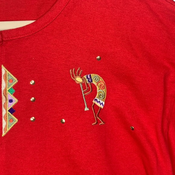 Vintage Cactus California Red Embroidered Kokopelli Tee Shirt XL Short Sleeve - Picture 7 of 8